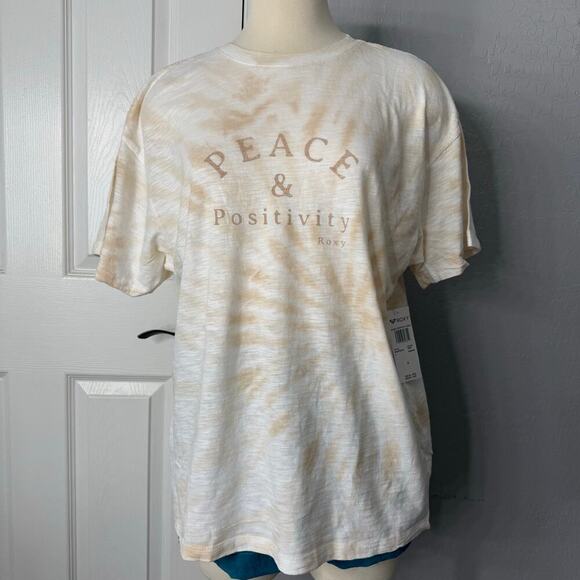 Roxy Juniors Spiral Tie Dye Tee Graphic Tee, Peace and Positivity Shirt, S/P - Picture 1 of 7